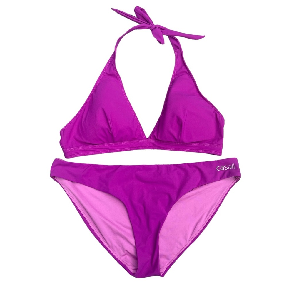 CASALL 2PC Bikini Set Women’s Size 10 Magenta Pink Purple Fully Lined Swim
